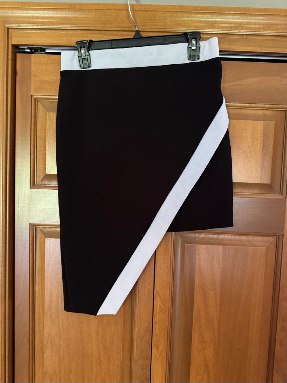 Rue21 Black Pencil Skirt with White Asymmetric Trim